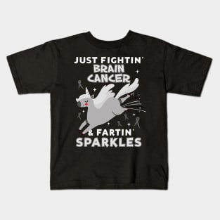 brain cancer funny unicorn farting sparkles Kids T-Shirt